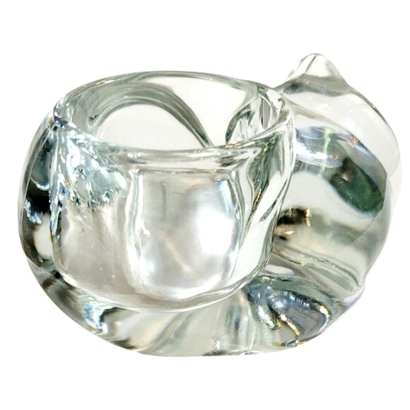 Vintage Indiana Glass Cat Votive Holder Clear Glass Sleeping Kitty Tealight Hold - Picture 4 of 11